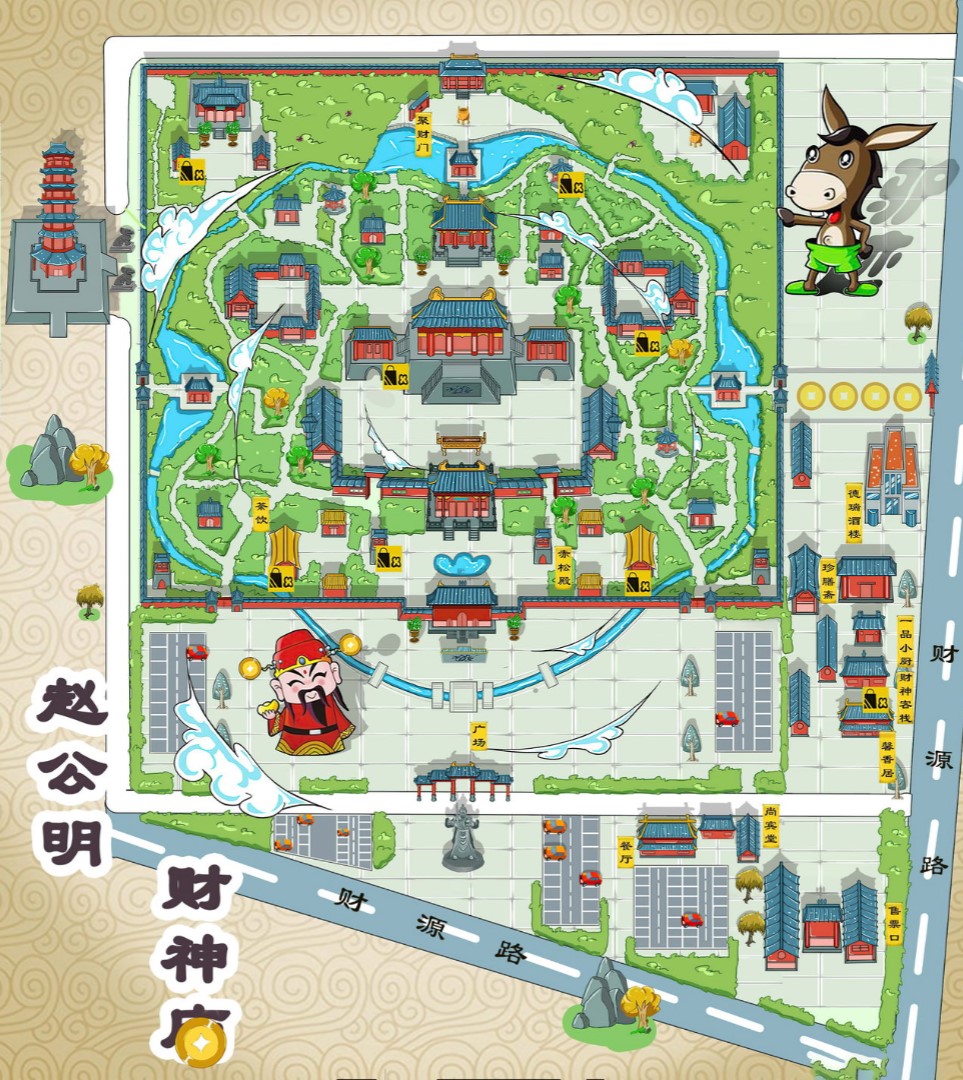柳州寺庙类手绘地图